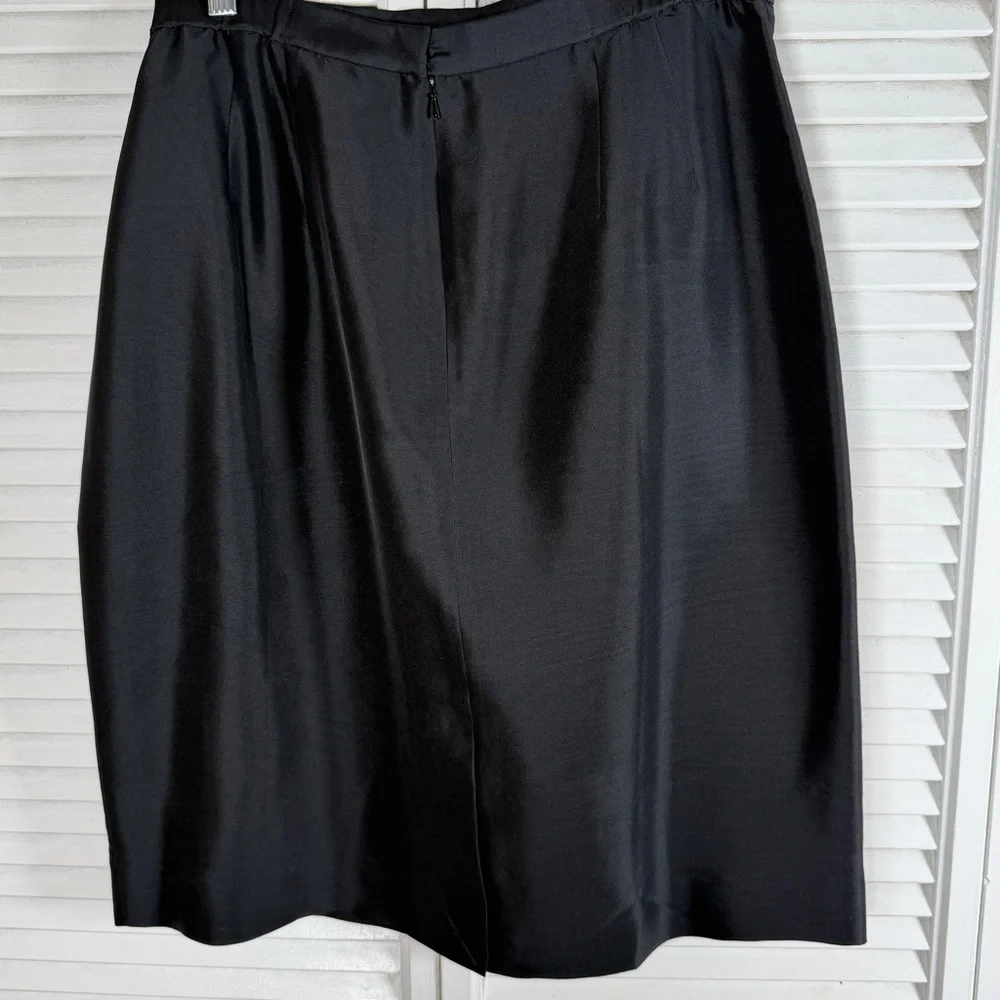 Coldwater Creek Black Silk Embroidered Skirt Size 16 NWT Lined Midi